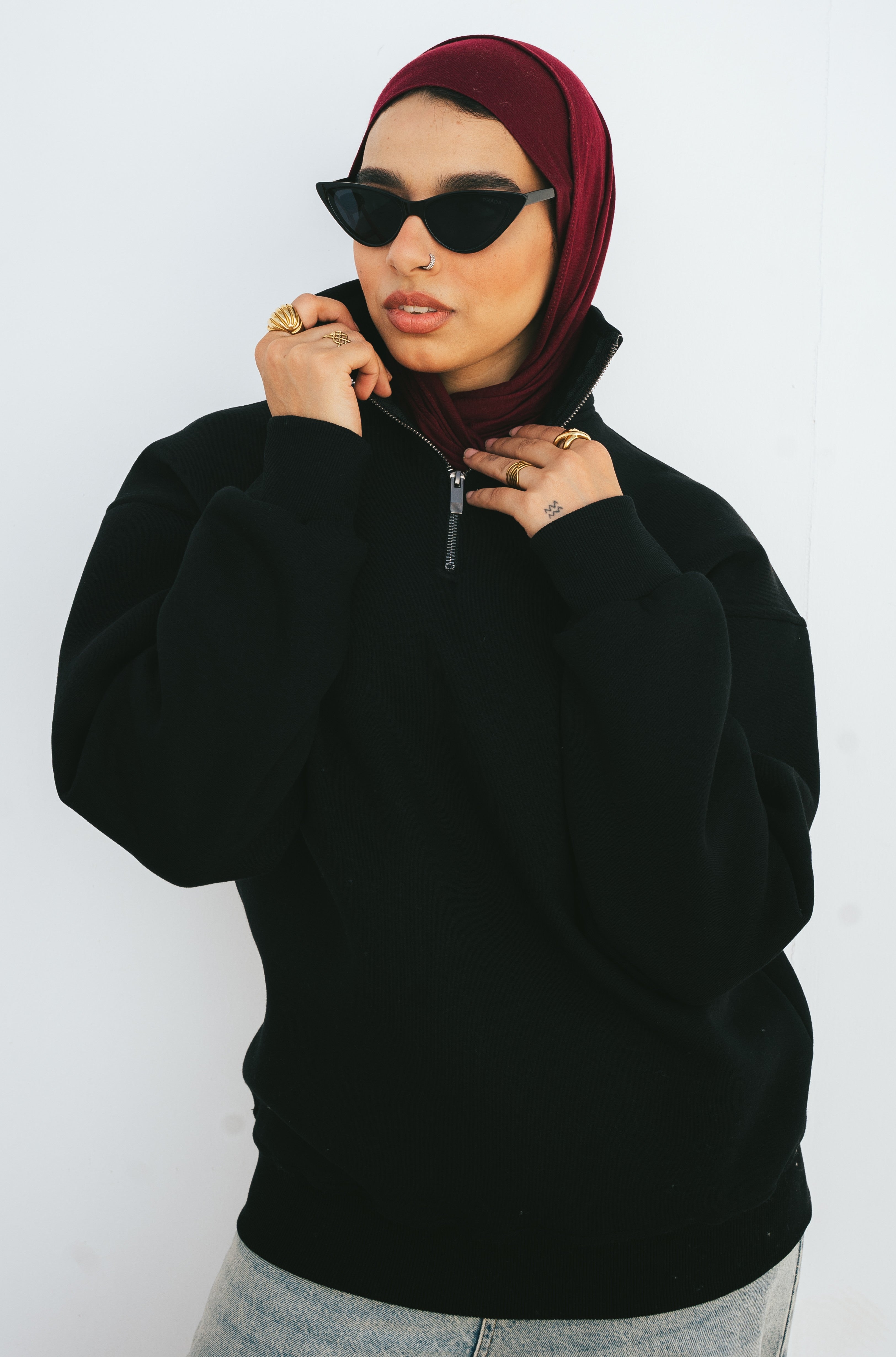 Half-Zip Sweatshirt (Black)