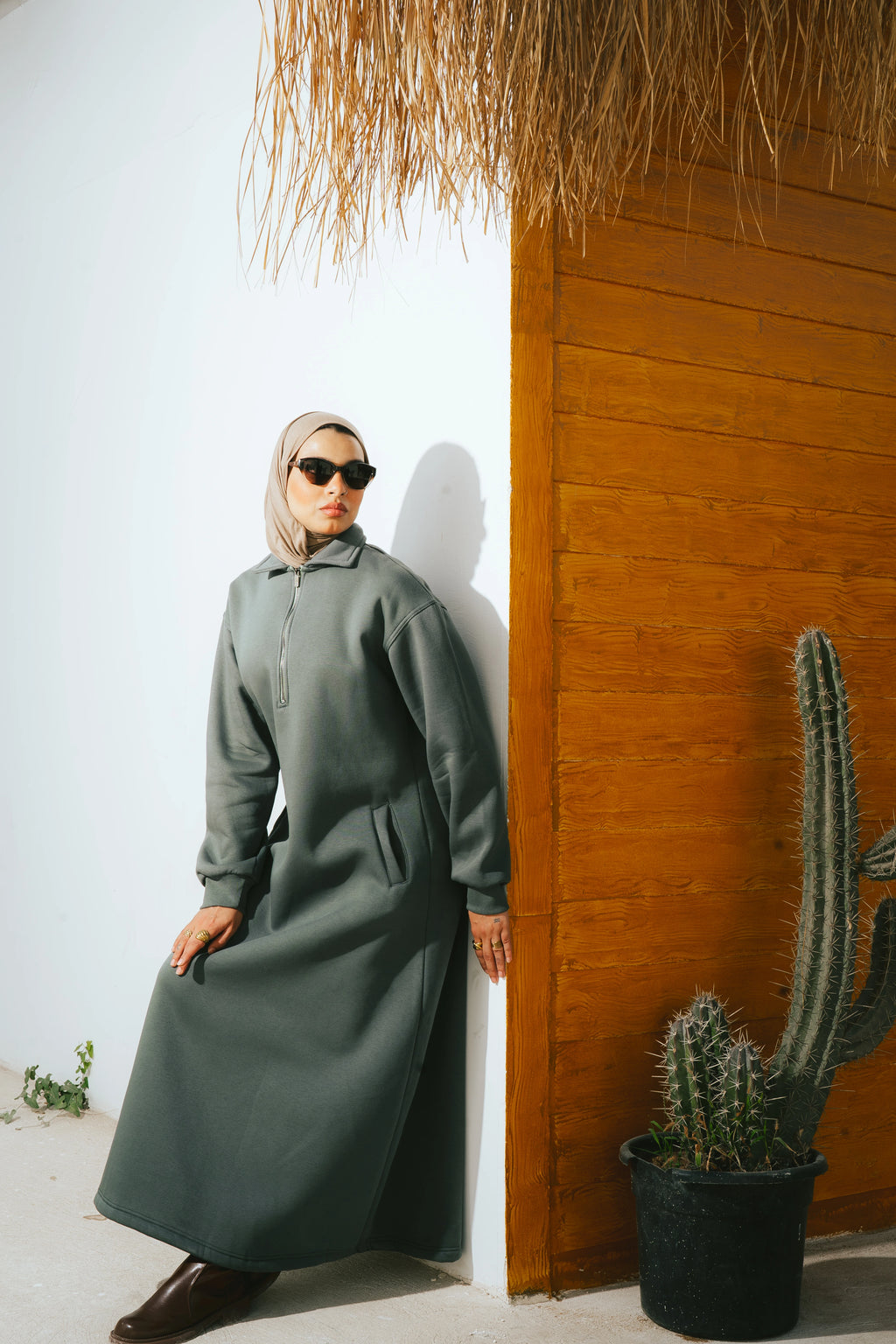 Hoodie Dress (Forest Green)