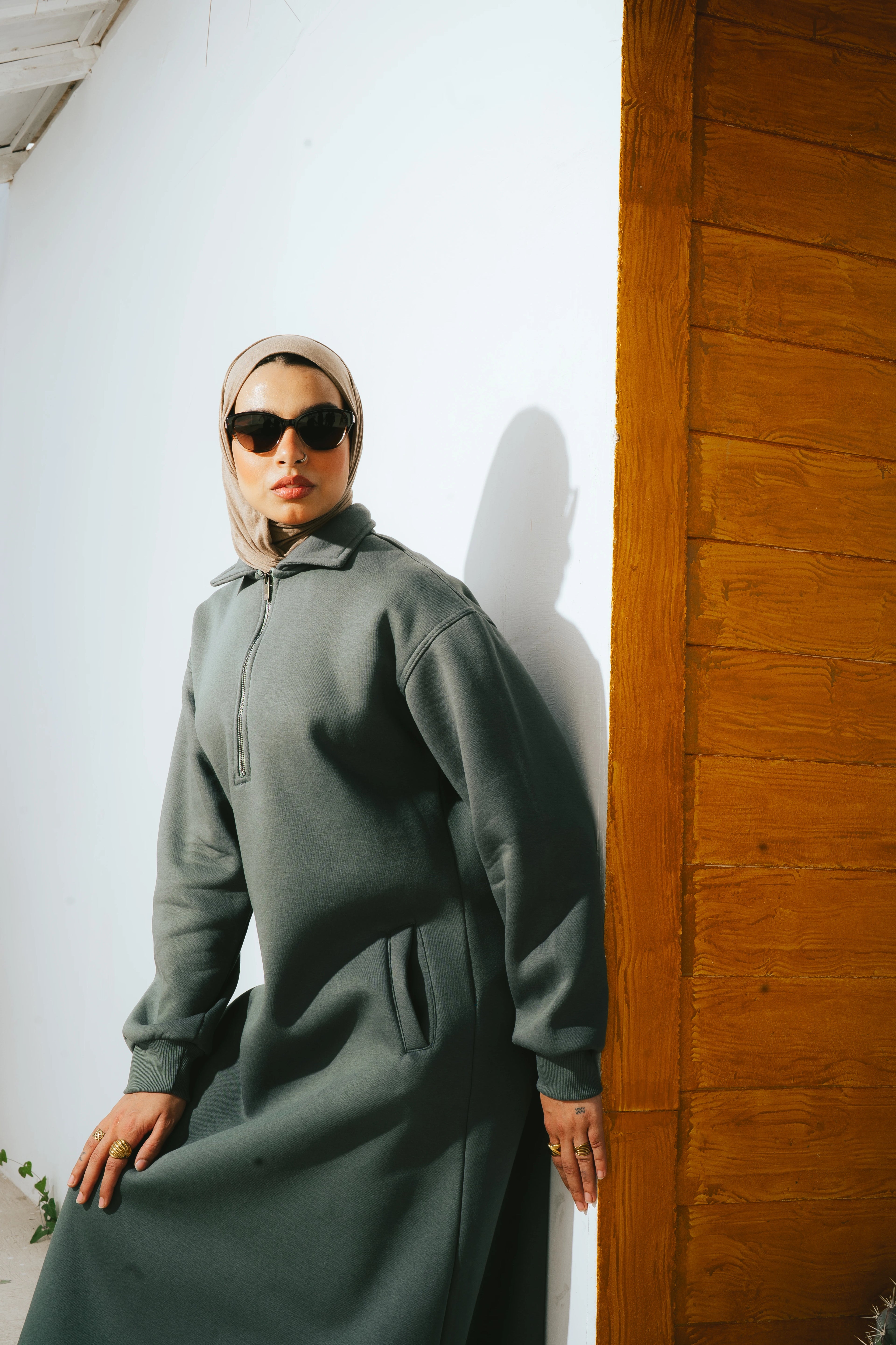 Hoodie Dress (Forest Green)