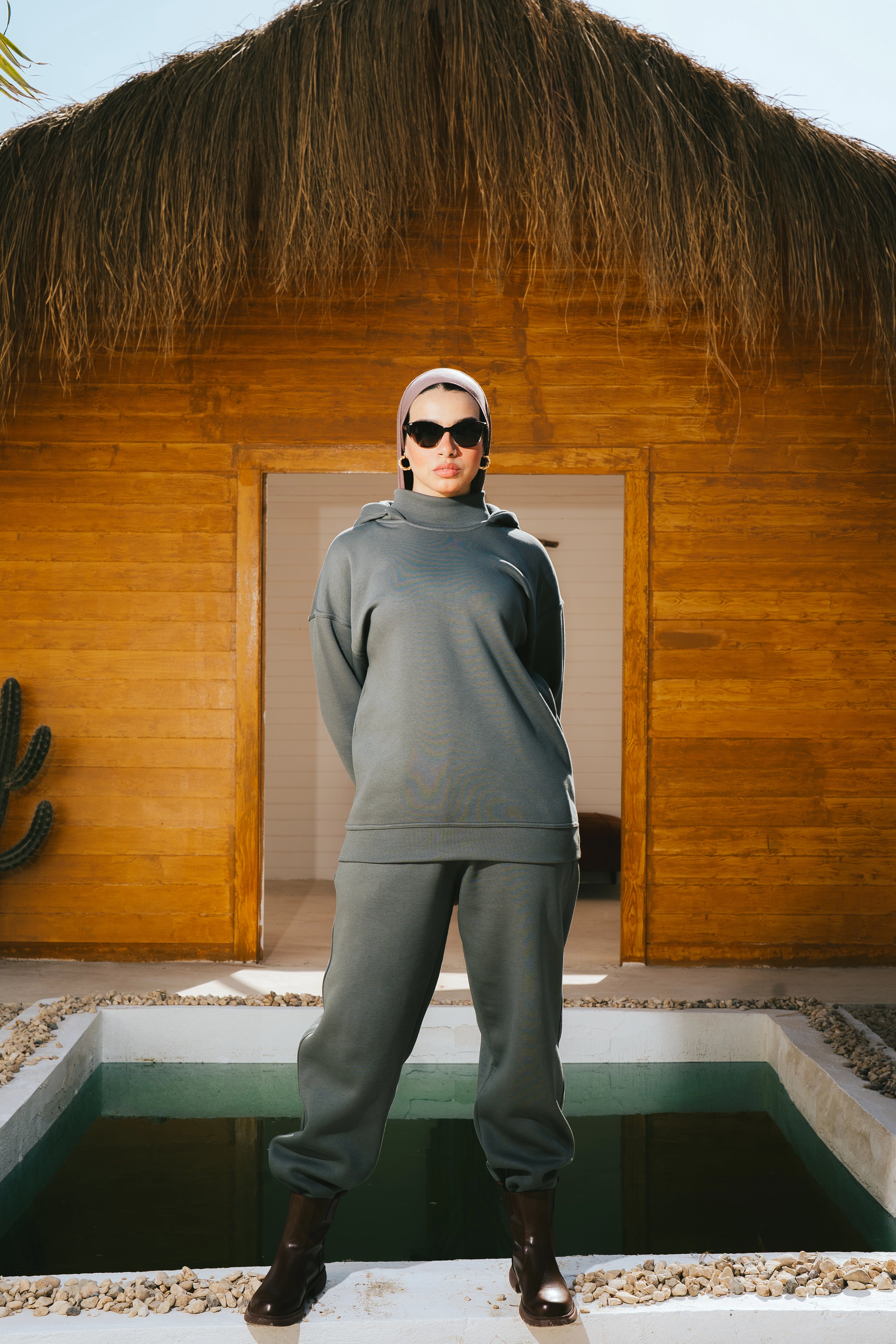 H-Neck Hoodie (Forest Green)