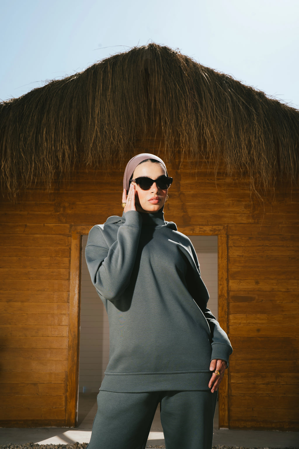 H-Neck Hoodie (Forest Green)